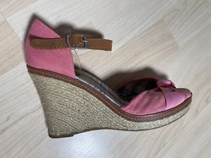 Zapatos de salón Tommy Hilfiger para mujer 39 rosa verano tacón de cuña abiertos TH lindo plataforma - Imagen 1 de 9