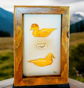 SIGNED Hand Carved Wood Duck Wall Plaque 3D Art Sculpture C WIRTH 14" 1940s OOAK - Picture 1 of 13