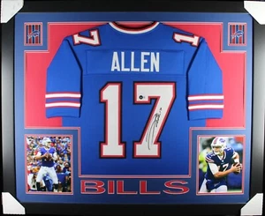 JOSH ALLEN (Bills blue SKYLINE) Signed Autographed Framed Jersey Beckett - Picture 1 of 2