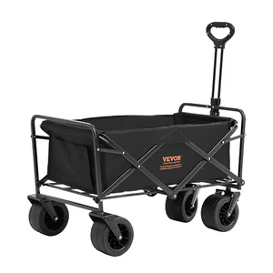 VEVOR Collapsible Folding Wagon, 3 cu.ft Beach Wagon Cart with All-Terrain Wheel - Picture 1 of 10