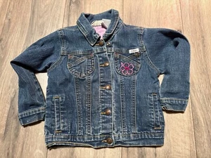 Levis Girls Denim Jacket 3T With Pink Floral Embroidery & Button Closure - Picture 1 of 8