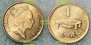 Fiji 1 cent 2006 Queen and bowl magnetic 18mm copper steel coin UNC km49b - Picture 1 of 1