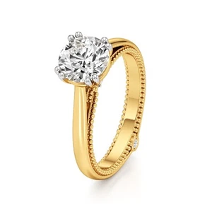 Anillo de compromiso de diamantes cultivados en laboratorio de oro amarillo de 14 k corte redondo certificado IGI 2,10 quilates - Imagen 1 de 23