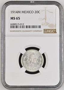 1914 M Mexico 20 Centavos NGC MS 65 - Picture 1 of 2
