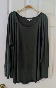 Pullover blusa verde Nine Britton manica lunga dettaglio bottoni comodo taglia 2X nuovo con etichetta - Foto 1 di 9