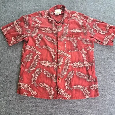 Camisa Hawaiana Banana Cabana Para Hombre Talla Grande Roja Manga Corta Cuello Seda Foto 1 de 4