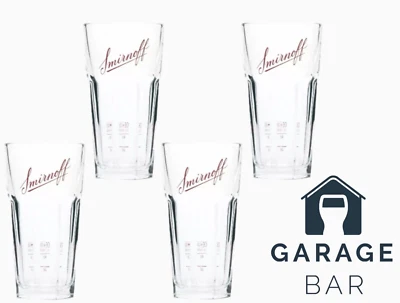 Set Of 4 Smirnoff Vodka Glasses Tumbler 31cl Brand New - Image 1 of 2