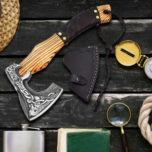 Axt-Beil, handgefertigt, Damaskus-Stahl, Wikinger-Axt, Camping-Outdoor-Axt - Bild 1 von 4