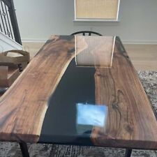 Made To Order Black Epoxy Resin Dining Table Top Handmade Furniture Garden Decor