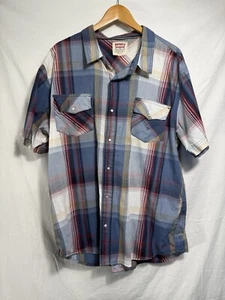 Vintage Levis Mens Pearl Snap Shirt Plaid Short Sleeve - Picture 1 of 7