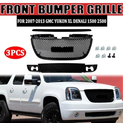Glossy Black Hood Molding Trim Upper Lower Grille For GMC Yukon XL Denali 07-14 — 第 1/4 张图片