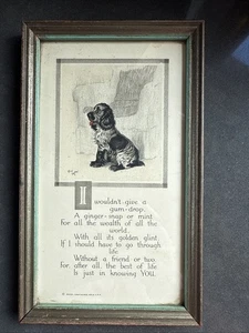BUZZA CRAFTACRES FRIENDSHIP POEM CECIL ALDIN SPANIEL DOG VINTAGE FRAMED PRINT - Picture 1 of 8
