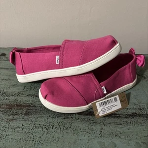TOMS Youth Alpargata Kids Shoes Sz 2 PINK Slip On Bow - Picture 1 of 7