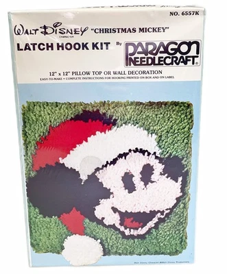 Mickey Mouse Santa Cap Walt Disney Latch Hook Kit 6557K Paragon Vtg Craft - Image 1 of 4