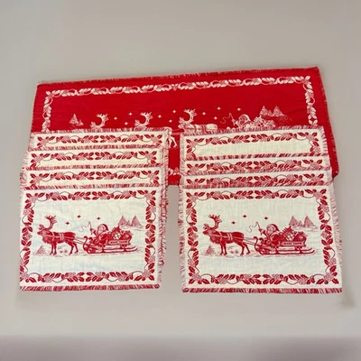 Juego de 8 manteles individuales y corredor de mesa Austria vintage años 70/80 tela jacquard LEER Foto 1 de 4