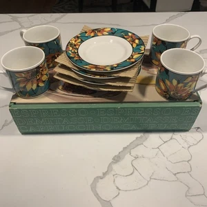 Tazas y platillos vintage Sakura Inc. Vitromaster girasol de Sue Zipkin 1994 - Imagen 1 de 12