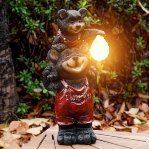 Schwarzbär Bienenstock Solar Licht Figur - Outdoor Wasserdicht Garten Statue  - Bild 1 von 12