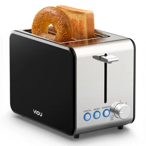 Toaster 2 Scheiben, Edelstahl 2 Scheiben Toaster 1,5 Zoll Extra Breite Schlitze 6... - Bild 1 von 9
