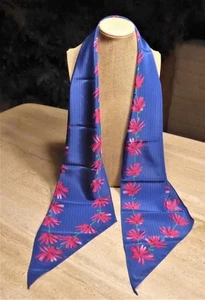 Vera Neumann oblong floral scarf; blue, fuschia, blue-green, black; 65x7; poly? - Picture 1 of 9