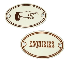 Emaille Porzellan Miniatur Blechschilder ANFRAGEN Zeigefinger Garnier Geschenke - Bild 1 von 12