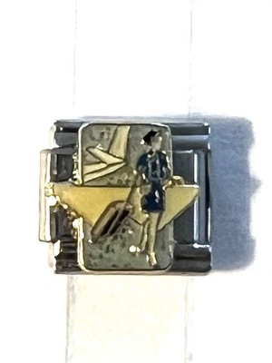 Pugster Azul Montado Flight Steward Italiano Dije 9mm Pulsera Eslabón Esmalte Nuevo Foto 1 de 4