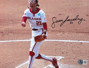 SAM LANDRY signed (OKLAHOMA SOONERS) Softball 8X10 photo BECKETT BAS BT78192 - Picture 1 of 1