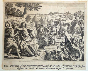 Gravur Radierung Kupferstich Bibel von Royaumont Sébastien Leclerc Coré Dathan - Bild 1 von 1