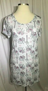Jaclyn Intimates Jaipur Elephant Print Nightgown Sz Medium Short Sleeves~Soft - Picture 1 of 11