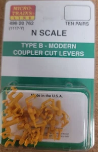 N MICRO TRAINS 499 20 762 1117-Y Type B Modern Coupler Cut Lever Yellow 10 pr - Picture 1 of 3
