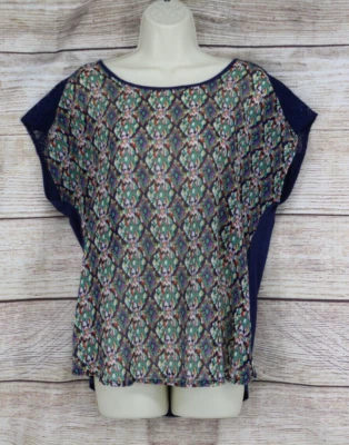 Claudia Richard 女式中号套衫 Raglan 短袖衬衫海军蓝 — 第 1/4 张图片