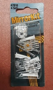 Mirror Install Kit 4 Clear Plastic Mounting Holders/Clips with Screws & Anchors  - Picture 1 of 2