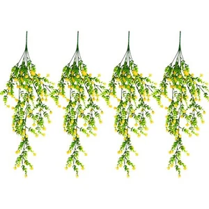 4Pcs Artificial Hanging Plants Faux Hanging Wall Plants with Camellia Flowers... - Picture 1 of 7