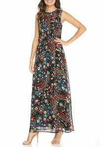NEW BEIGE by ECI BLACK FLORAL MAXI DRESS SIZE XL $89 - Picture 1 of 3