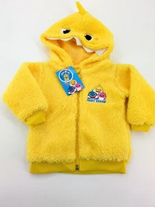 Kids Baby Shark Hoodie Jacket Costume 12M Pinkfong Boy Girl Zip Yellow Sherpa - Picture 1 of 9