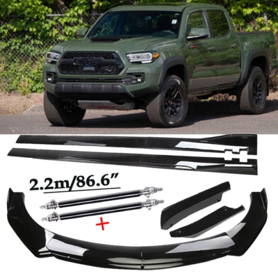 Front Bumper Spoiler Body Kit /Side Skirt/Strut Glossy Black For Toyota tacoma - Imagem 1 de 4