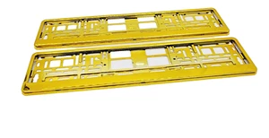 2 Stück Kennzeichenhalter Gold - Kennzeichenhalterung Kfz Nummernschildhalter - Bild 1 von 24