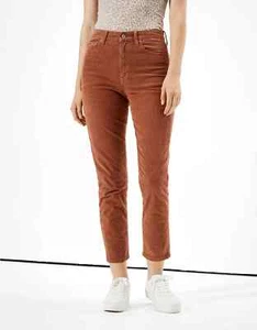 New American Eagle Mom Straight Jeans 16 Corduroy Mauve Super High Rise Stretch - Picture 1 of 8