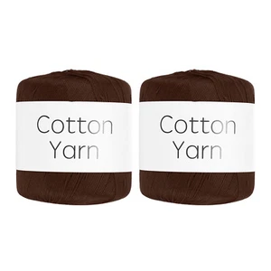Cotton Yarn,Soft Knitting Yarn 2 Packages of 80g/2.82oz/Deep Brown - Picture 1 of 7