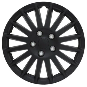16 Inch Wheel Cover Hubcaps Rim 4 Piece Set Universal Black ABS Plastic Snap On - Picture 1 of 3