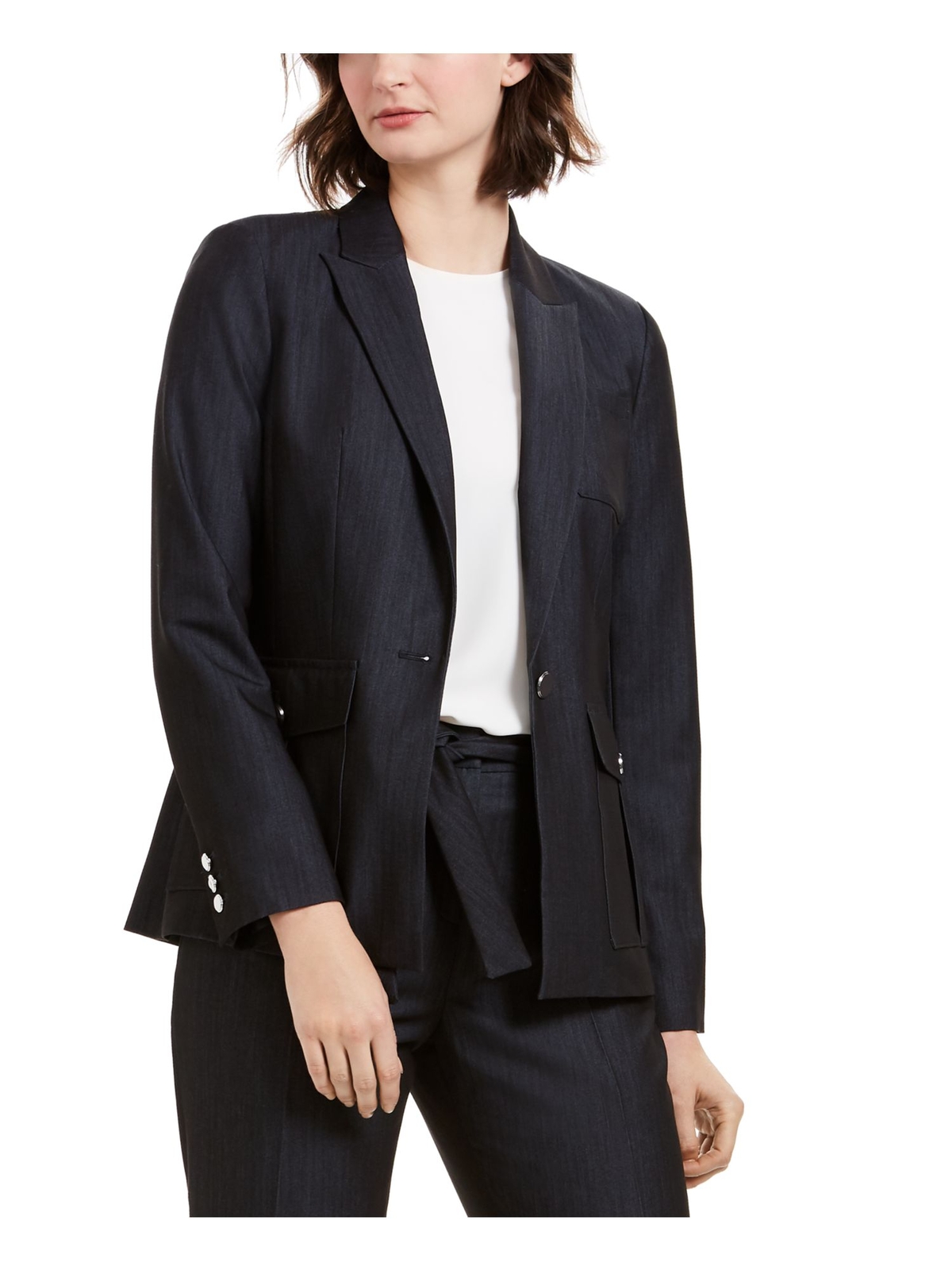 CALVIN KLEIN Womens Navy Evening Blazer 