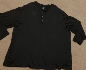 Top tejido Henley L/S negro 4XL HB para hombre - Imagen 1 de 3