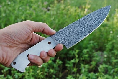 CUCHILLO DE CHEF DAMASCO HOJA EN BLANCO FORJADO A MANO HAZ TU PROPIO MANGO AH -1193 Foto 1 de 4