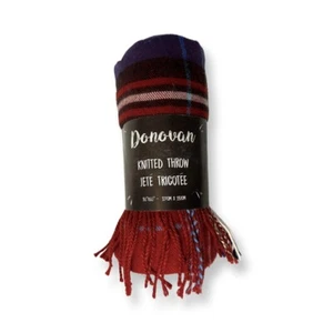 Red & Blue Plaid Donovan Knitted Throw 50”x60” - Picture 1 of 6