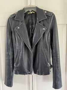 Gianni Bini Women’s Dark Blue Leather Jacket Size S - Picture 1 of 3