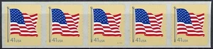 US Flag on Tan 41 Cent Denominated PNC5 Pl V11111 MNH Scott 4189 Oversized Back - Picture 1 of 2