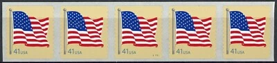 US Flag on Tan 41 Cent Denominated PNC5 Pl V11111 MNH Scott 4189 Oversized Back - Image 1 of 2