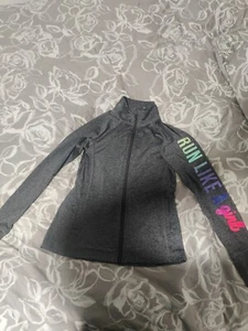 Ideology Girls Athletic Sweatshirt Size Medium Gray Graphic Run Like A Girl - Picture 1 of 2