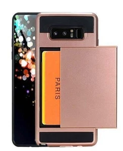 Rose Gold Credit Card Slot Case for Samsung Galaxy Note 8 - Hybrid Holder USA - Picture 1 of 1