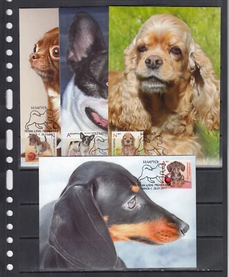 Dogs Animals 2017 Belarus 4 v complete set  - 4 Maximum Card - Image 1 of 3