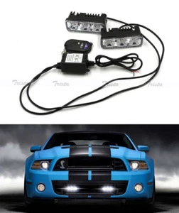 2pcs 3 LED White Car DRL Driving Light Remote Control Strobe Flash Warning Lamp - Picture 1 of 10